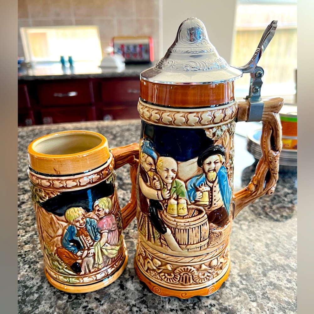 German Beer Stein Set of 2
